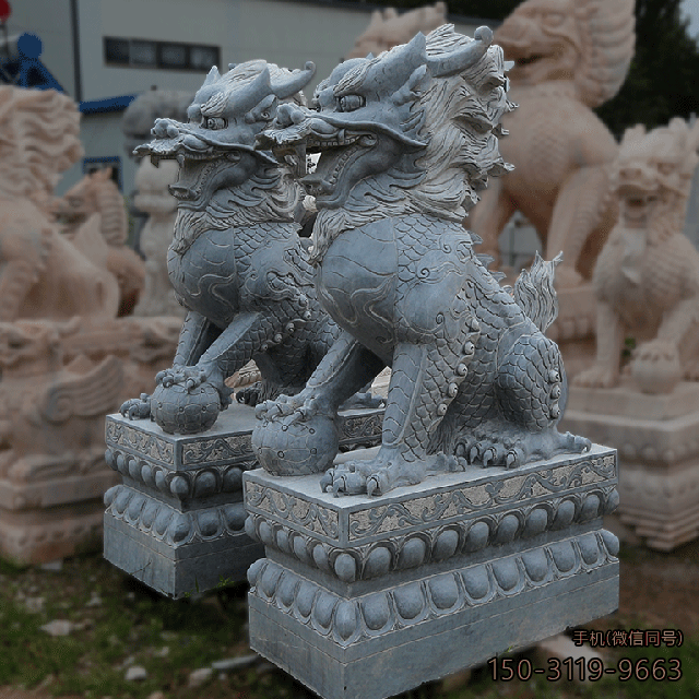 青石麒麟_庭院鎮宅辟邪動物神獸雕塑