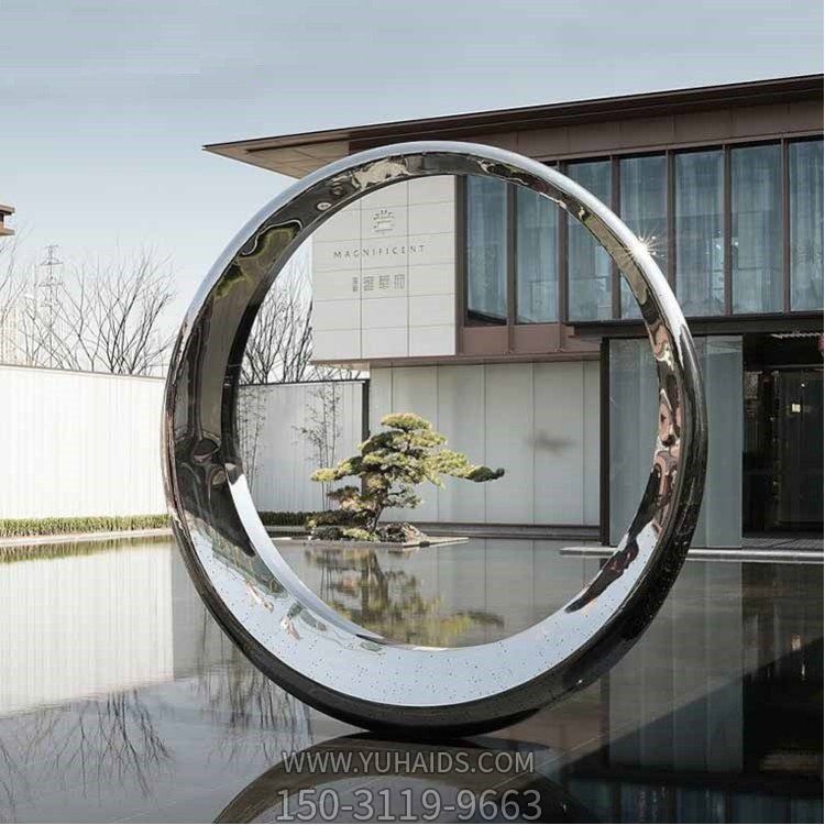 幾何不銹鋼見(jiàn)面戶(hù)外園林景觀圓環(huán)雕塑