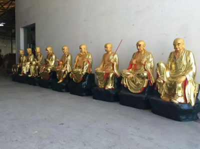 十八羅漢塑像，玻璃鋼漆金佛像系列雕塑