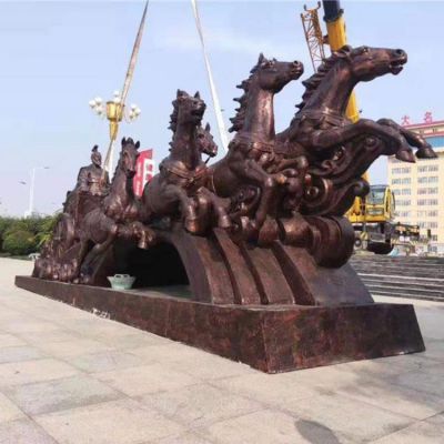 大型馬車雕塑，廣場馬拉車景觀雕塑