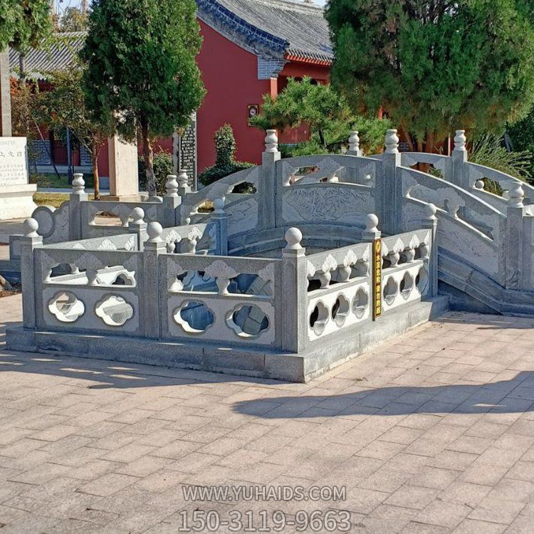 花崗巖石雕小橋，橋欄桿護欄雕塑