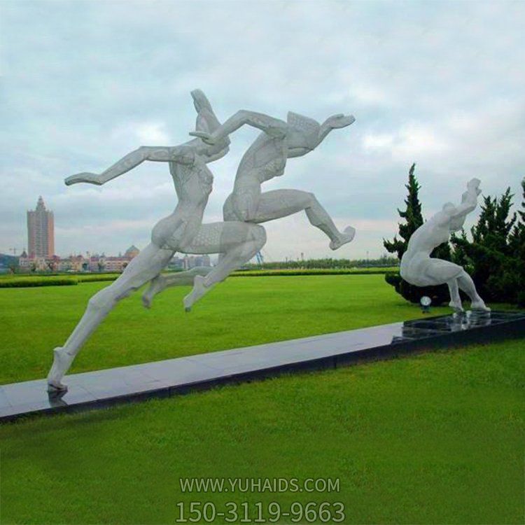 校園廣場運(yùn)動主題不銹鋼抽象跳遠(yuǎn)的人物景觀雕塑