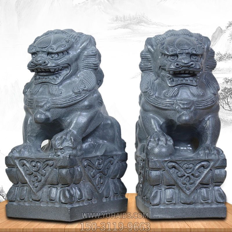 青石石雕戶(hù)外園林一對(duì)看門(mén)鎮(zhèn)宅辟邪的獅子雕塑