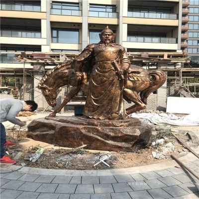 岳飛銅雕，玻璃鋼仿銅歷史名人，民族英雄人物雕塑