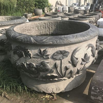 戶(hù)外青石浮雕創(chuàng)意浮雕園林景觀(guān)花盆雕塑
