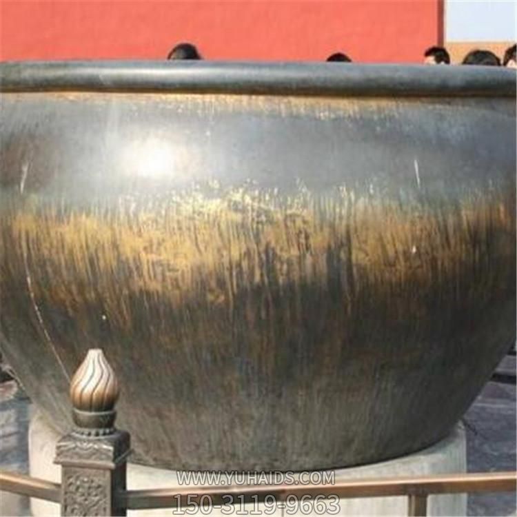 景區寺院擺放仿古黃銅鑄造養魚水缸雕塑