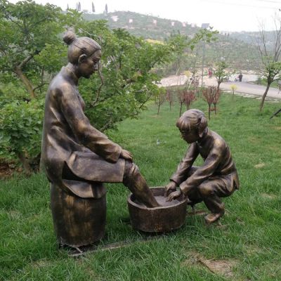 給媽媽洗腳，中國傳統禮儀，孝道主題人物雕塑