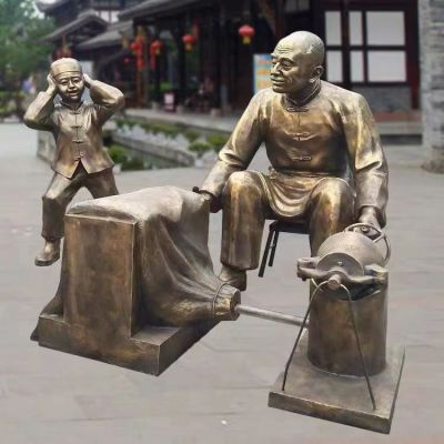 玻璃鋼仿銅戶(hù)外景區(qū)爆爆米花的人物景觀