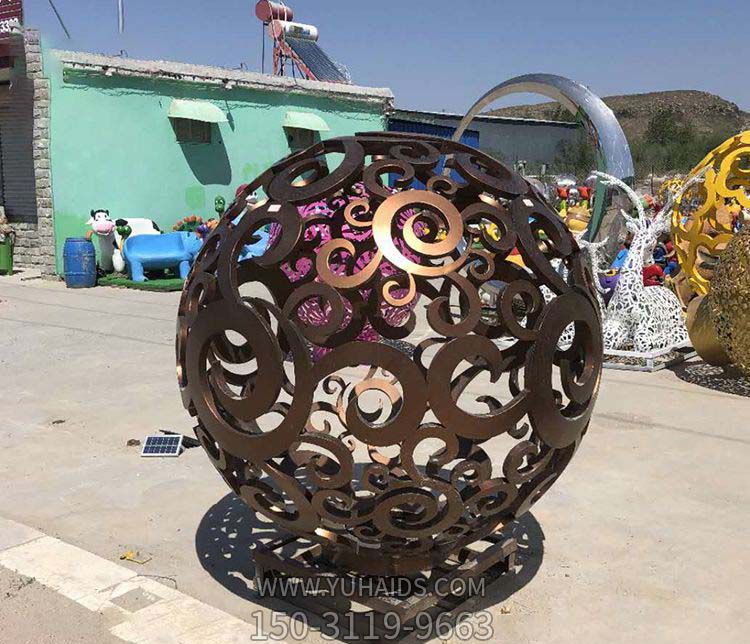公園戶(hù)外創(chuàng)意銅鑄鏤空球雕塑