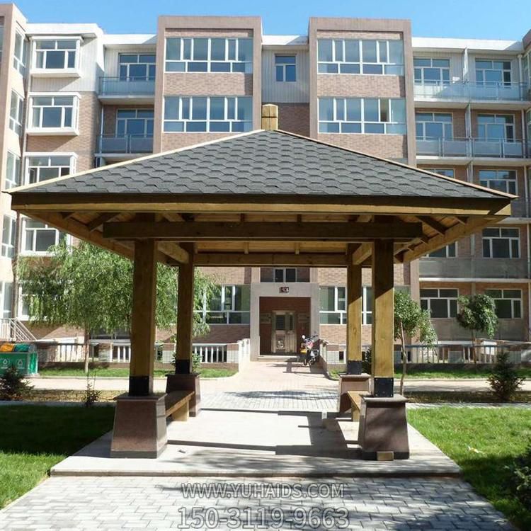 戶(hù)外公園小區(qū)擺放現(xiàn)代建筑木雕休閑涼亭雕塑