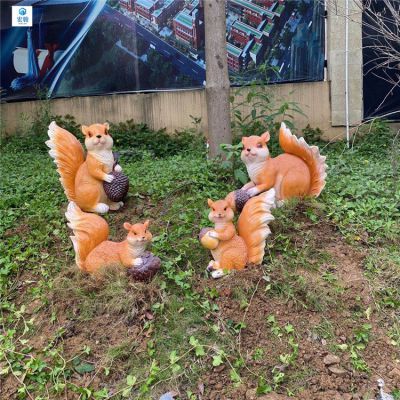 玻璃鋼小松鼠，園林小動物擺件