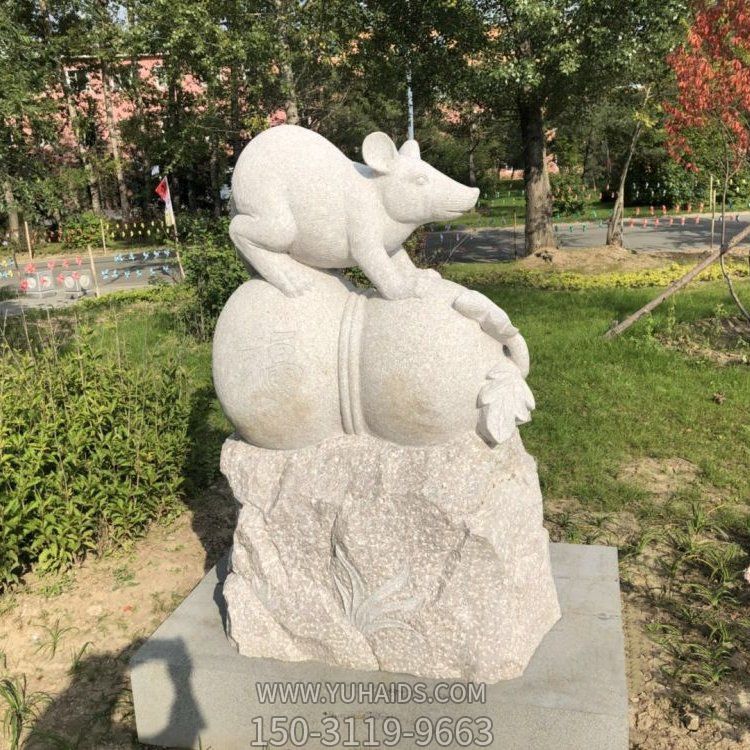 老鼠，十二生肖動物石雕擺件雕塑
