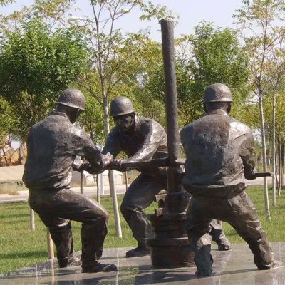 鉆井，民俗生活人物銅雕場景雕塑