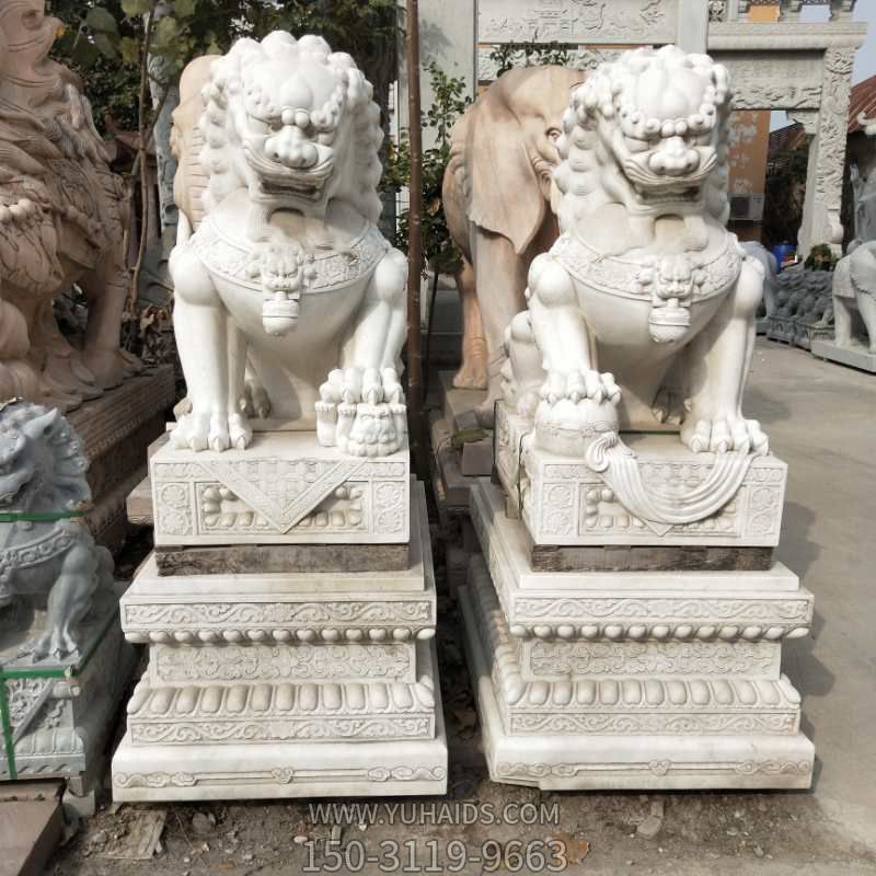 祠堂漢白玉石雕大型仿真動物獅子雕塑 祠堂漢白玉石雕大型仿真動物獅子雕塑