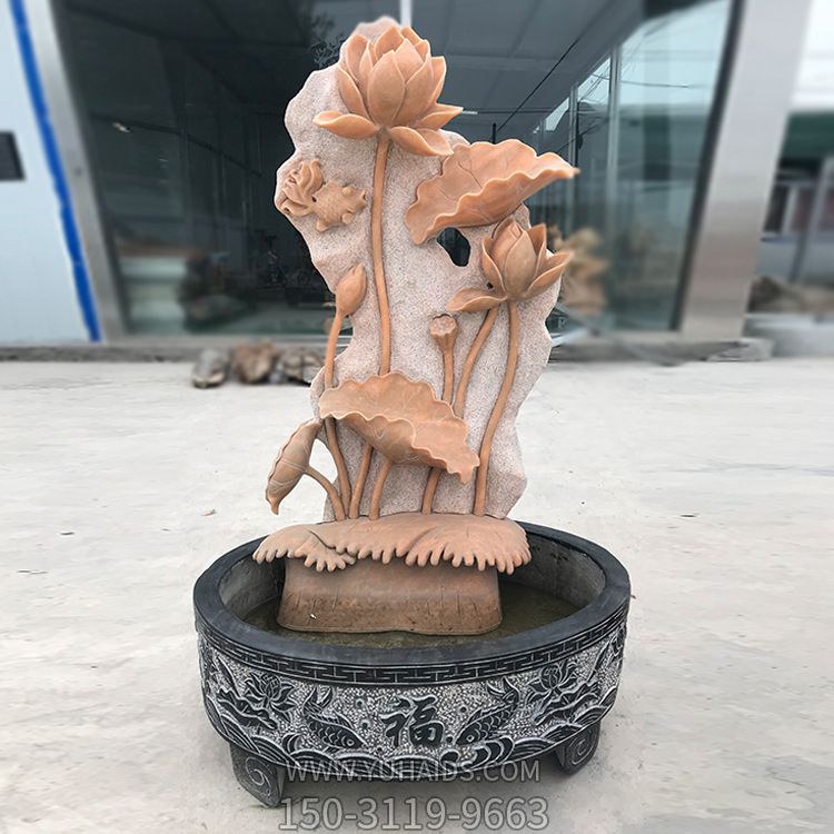 庭院創意晚霞紅石雕戶外園林擺件缸雕塑 庭院創意晚霞紅石雕戶外園林擺件缸雕塑