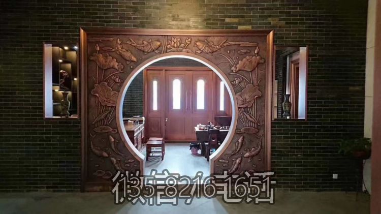 蓮蓮有魚銅浮雕，室內裝飾拱門浮雕畫