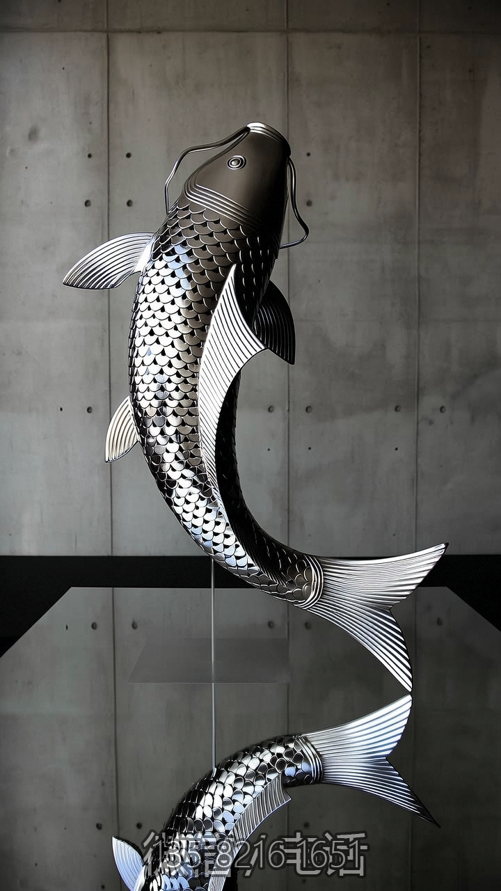 鏤空不銹鋼鯉魚(yú)雕塑