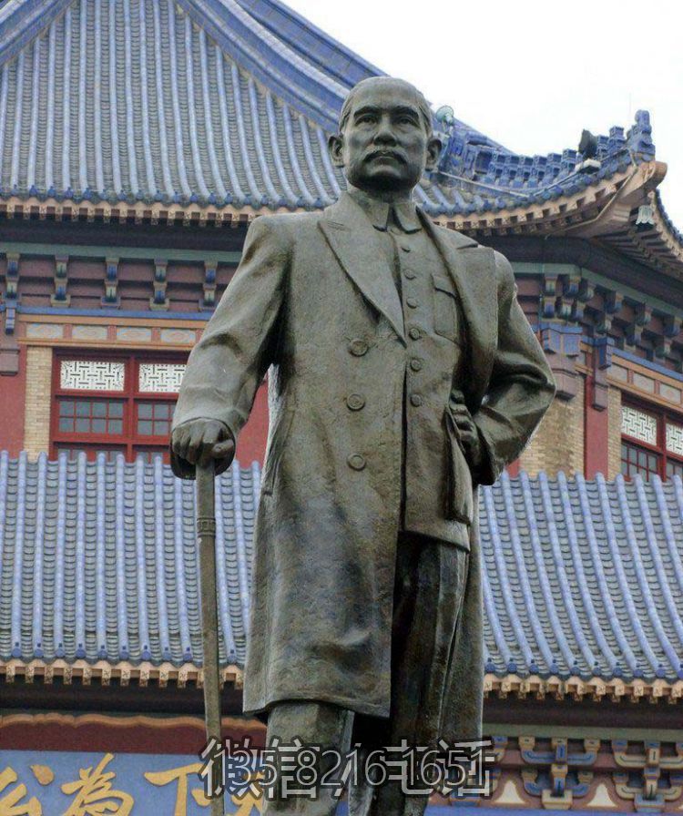 景點玻璃鋼仿銅近現代偉人孫中山雕塑