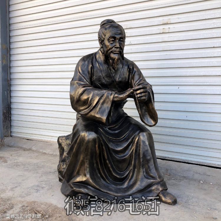 玻璃鋼仿銅古代中醫文化名人扁鵲雕塑