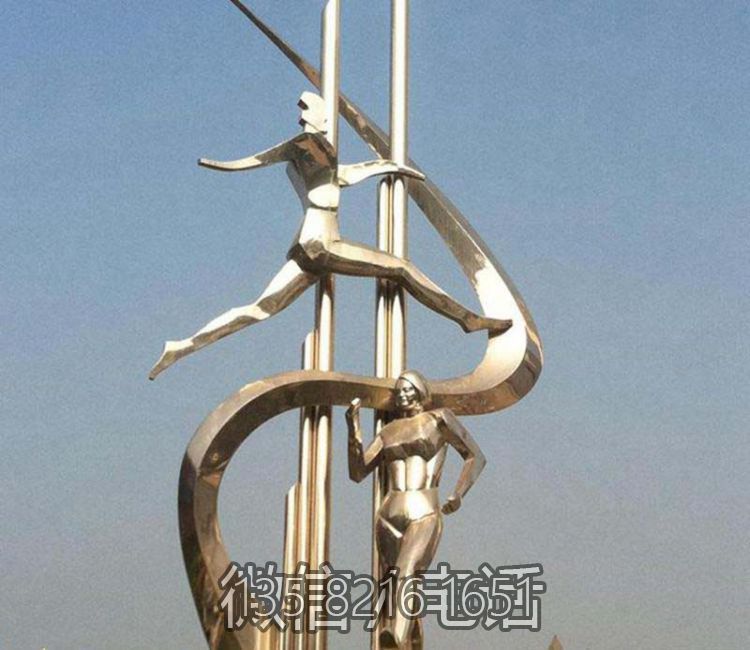 創意景觀不銹鋼鏡面體育競技運動跑步人物雕塑