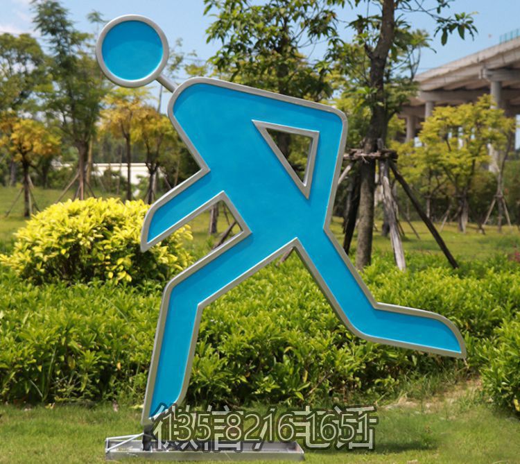 剪影自行車人物公園玻璃鋼園林景觀跑步雕塑運(yùn)動(dòng)小品體育