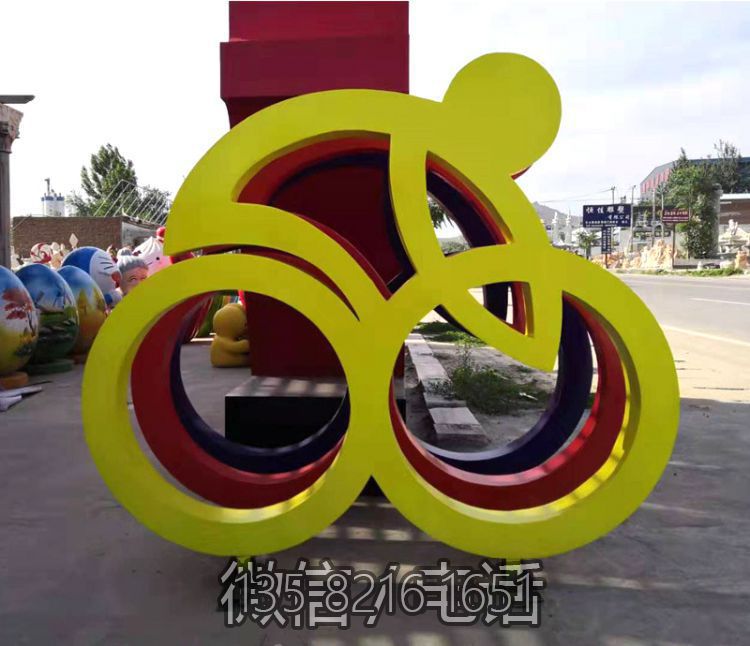 鐵藝創(chuàng)意抽象自行車雕塑騎車不銹鋼運(yùn)動(dòng)人物體育裝飾景觀擺件