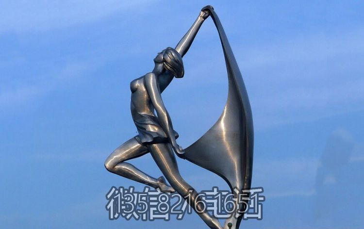 城市景觀擺件地標創意不銹鋼抽象跳舞人物雕塑