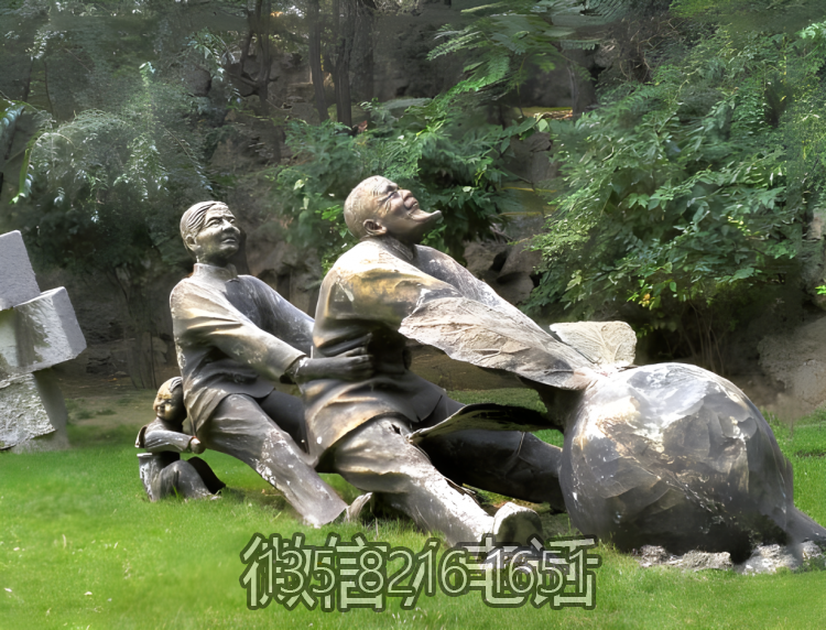 草坪景觀擺件玻璃鋼仿銅創意拔蘿卜的人物雕塑