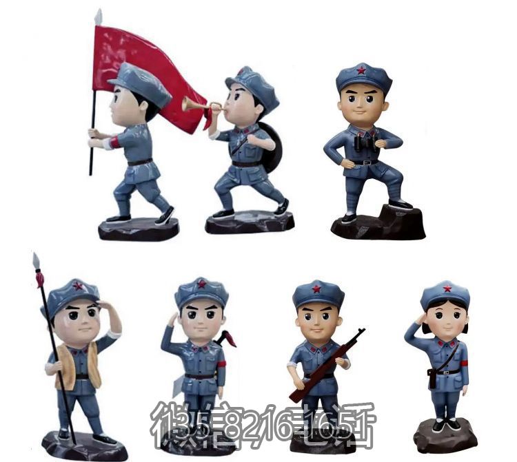 玻璃鋼卡通造型八路軍戰士雕塑