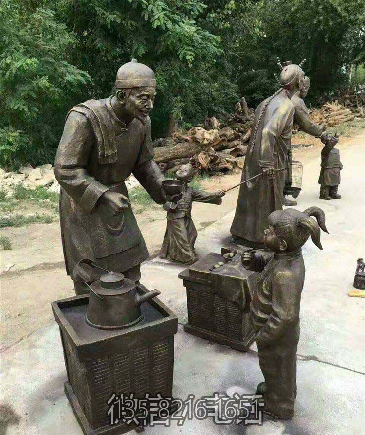 玻璃鋼賣茶人物情景雕塑