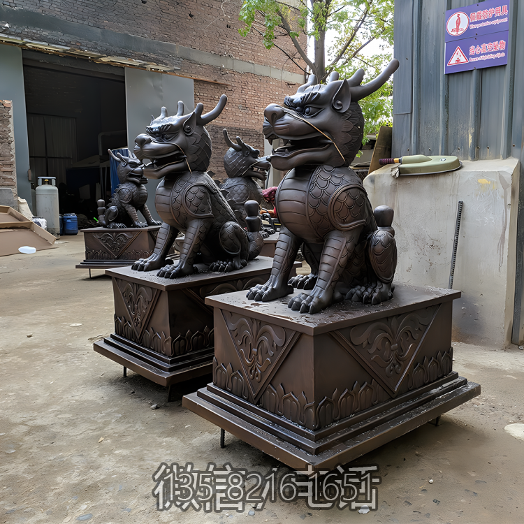 定制銅雕神獸麒麟雕塑小區景觀裝飾動物擺件
