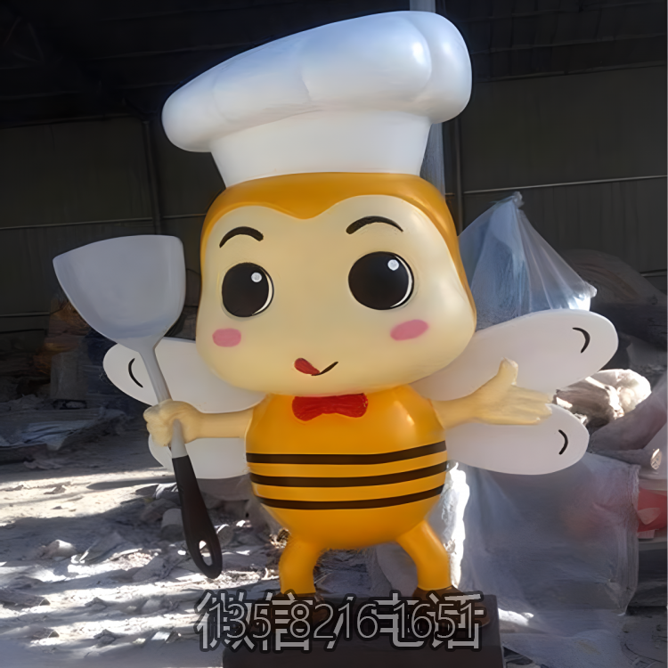 創意玻璃鋼卡通蜜蜂廚師雕塑