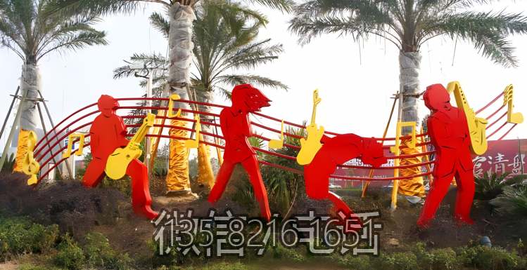 園林?jǐn)[件不銹鋼剪影樂(lè)隊(duì)雕塑