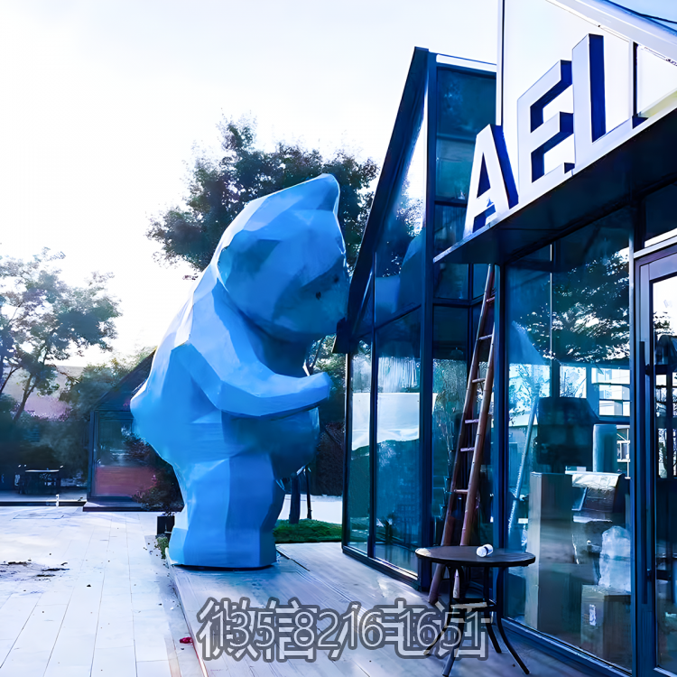 商場景觀大型景觀裝飾動物景觀玻璃鋼幾何抽象熊雕塑