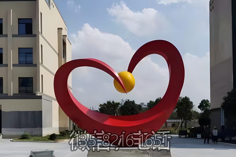 小區不銹鋼抽象愛心造型景觀雕塑