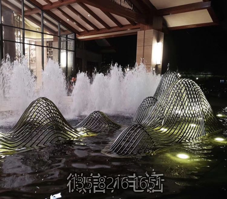 不銹鋼管折彎抽象假山水景雕塑擺件
