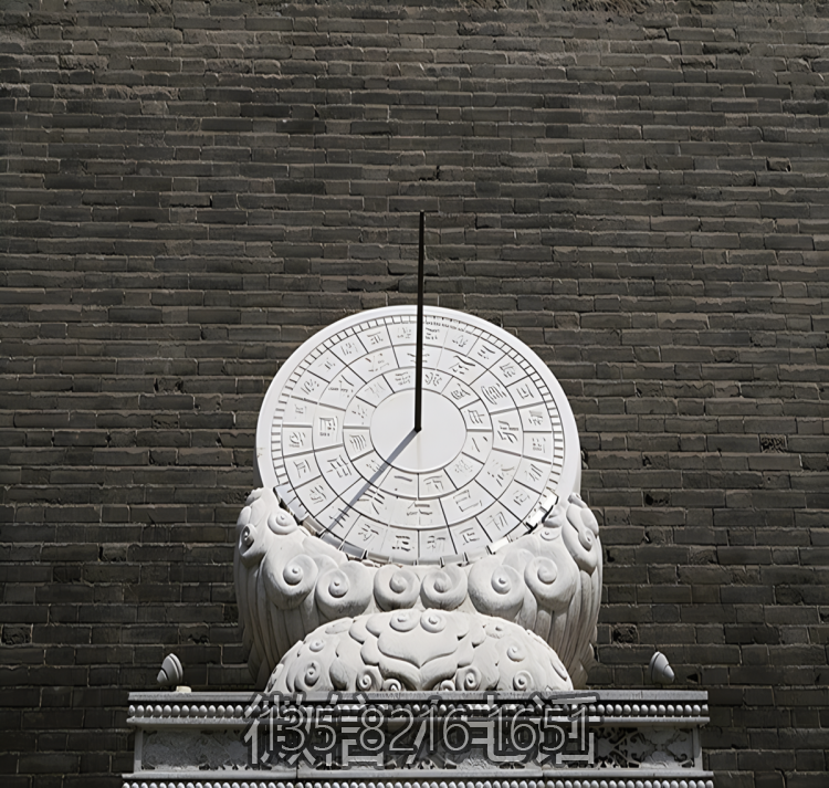 古代計(jì)時(shí)器日晷石雕漢白玉