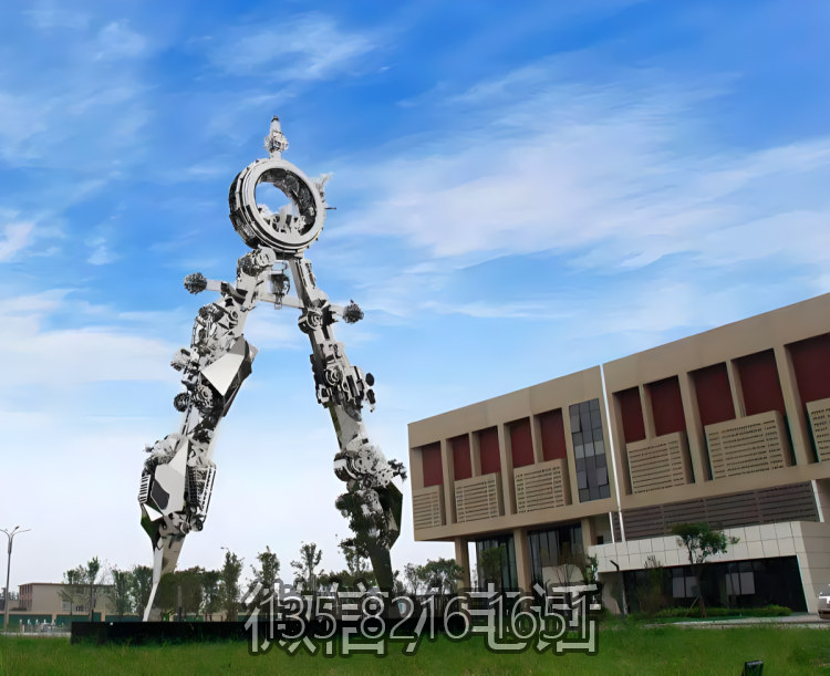 不銹鋼機械圓規雕塑