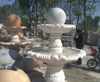 漢白玉風水球石雕流水水缽