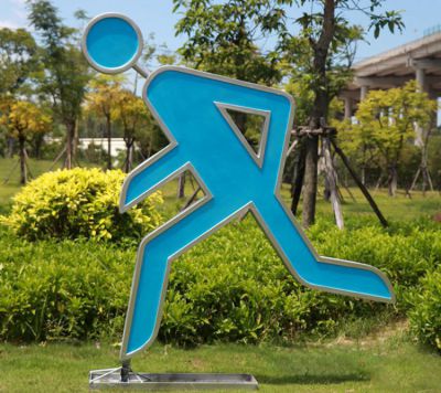 剪影自行車人物公園玻璃鋼園林景觀跑步雕塑運(yùn)動(dòng)小品體育