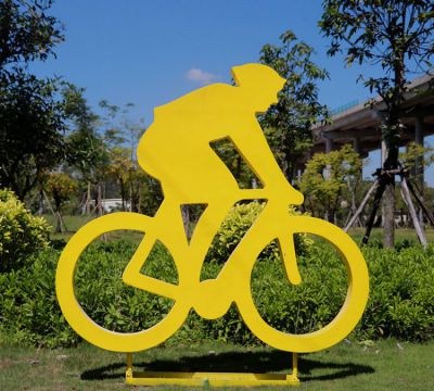 戶外大型剪影自行車運(yùn)動人物玻璃鋼雕塑公園體育雕塑