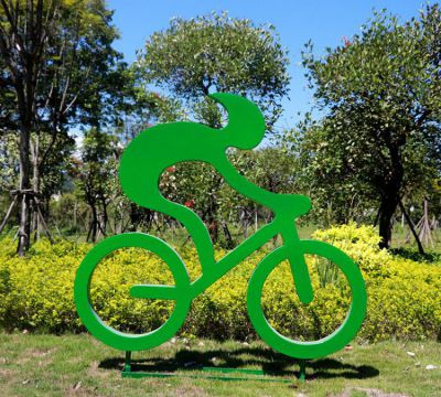 戶外大型剪影自行車運動人物玻璃鋼體育館健身場所裝飾雕塑
