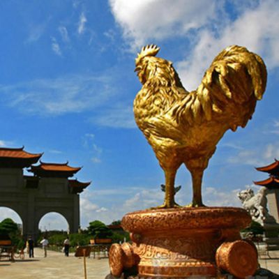 金色鑄銅公雞雕塑