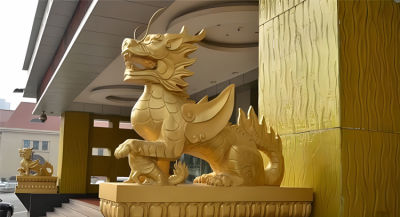 酒店門口大型動物景觀裝飾招財鎮(zhèn)宅麒麟雕塑