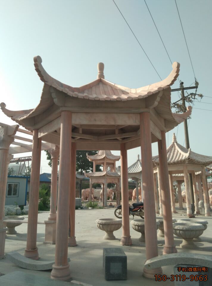 晚霞紅單層、單檐、加厚、六角涼亭
